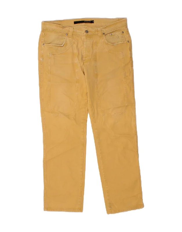 JECKERSON Mens Straight Casual Trousers W40 L32 Yellow Cotton