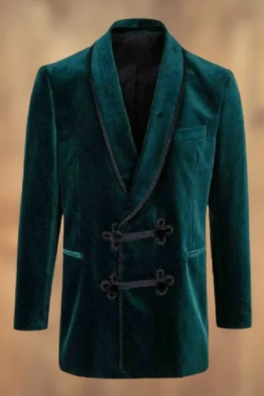 DESIGNER VELVET JACKET - Men Smoking Jacket - Frog Closure Jacket - Gift For Men - Stylish Smoking Jacket - Hosting Dinner Party Robe