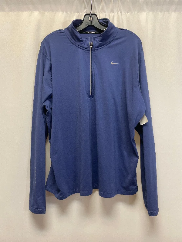 Athletic Top Long Sleeve Collar By Nike In Purple, Size: 2x