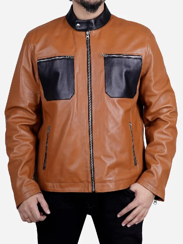 Gavin Men's Tawny Brown Biker Leather Jacket