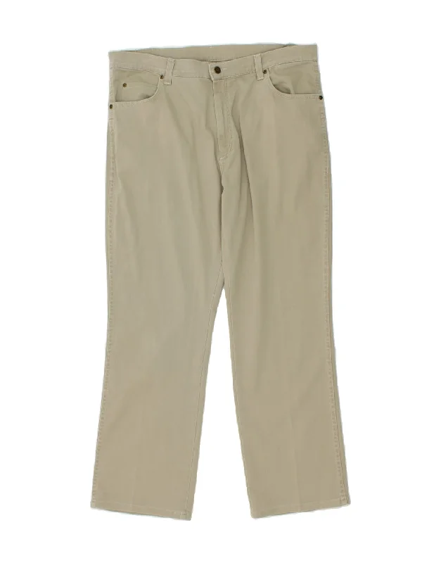 WRANGLER Mens Straight Casual Trousers W38 L30 Beige Cotton