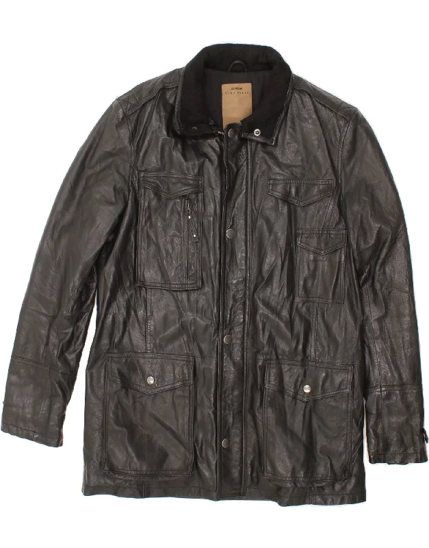 CONBIPEL Mens Leather Coat IT 50 Large Black Leather