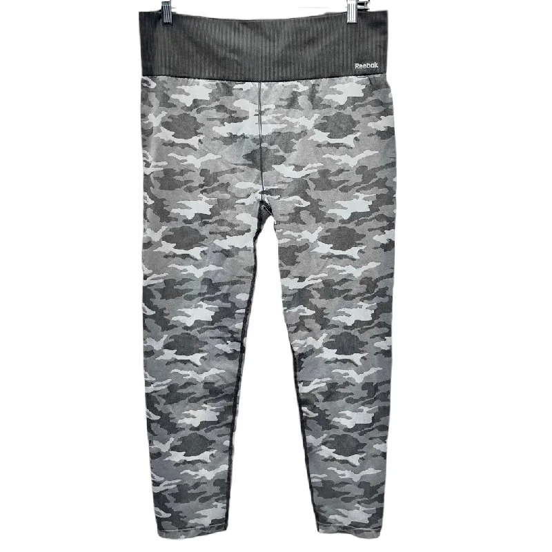 Functional Wear Athletic Leggings By Reebok In Grey, Size: 2x