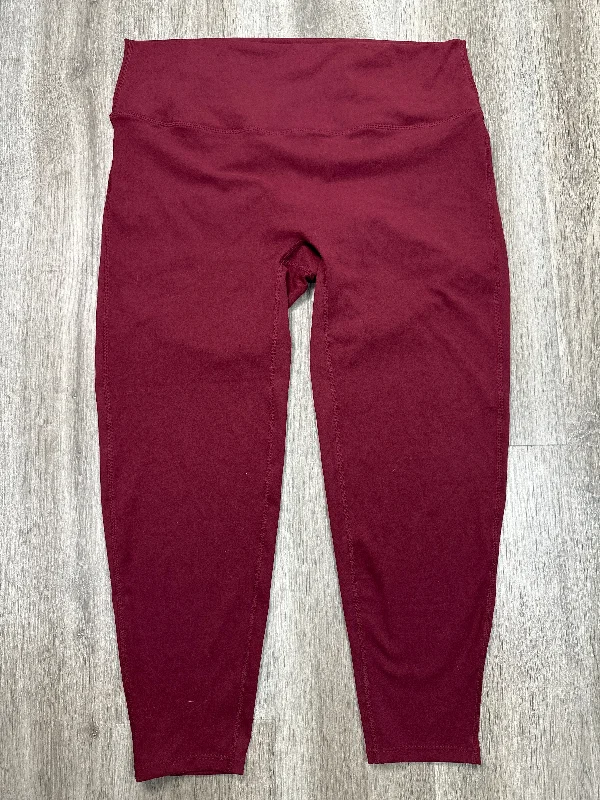 Athletic Leggings By Zenana Outfitters In Maroon, Size: 3x