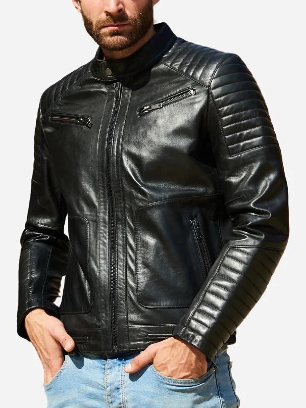 Albert Vintage Black Cafe Racer Leather Jacket