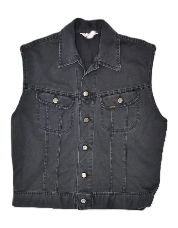 LEE Mens Denim Gilet UK 40 Large Black Cotton Biker