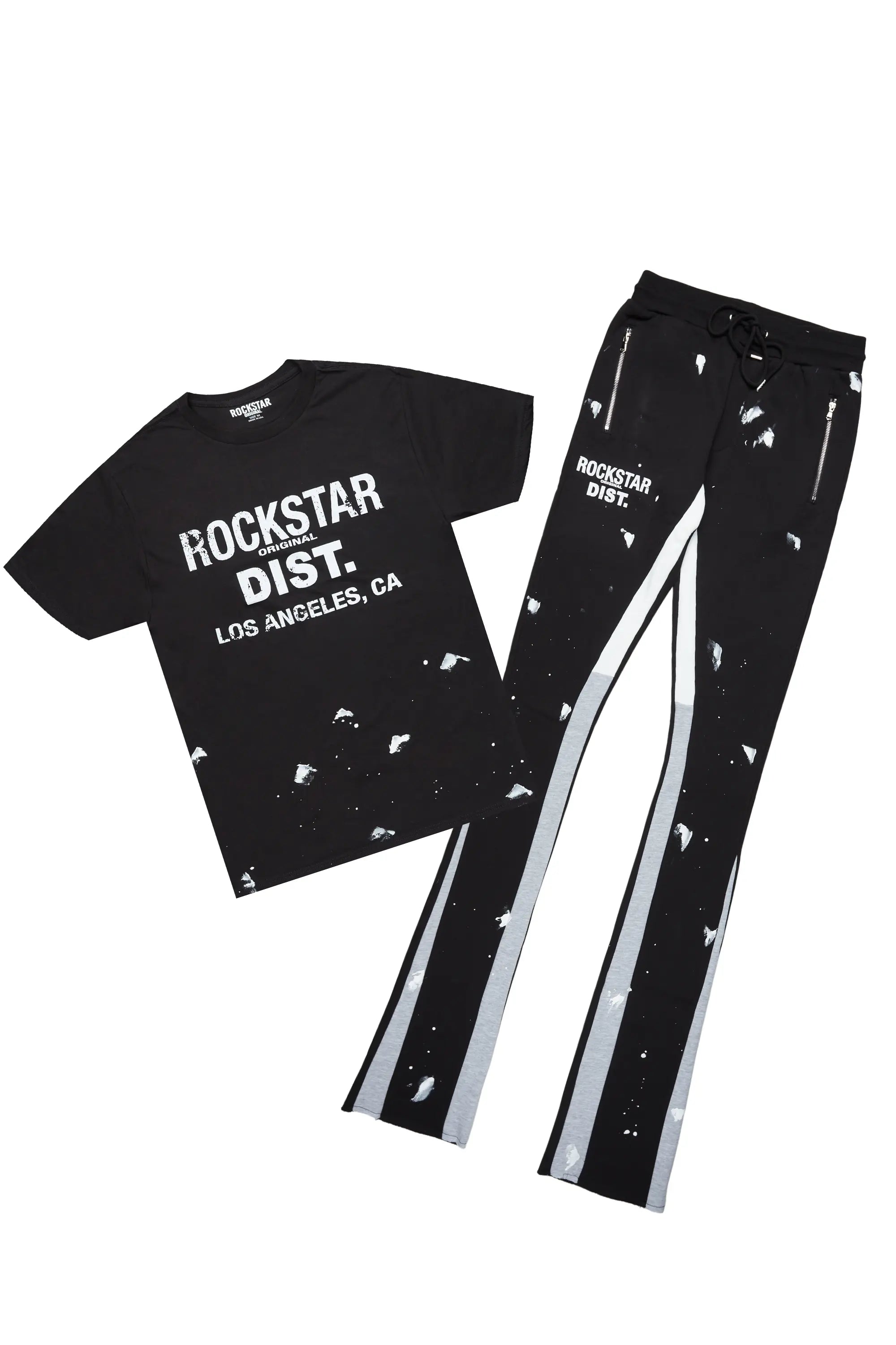 Scottie Black T-Shirt/Super Stacked Flare Track Pant Set