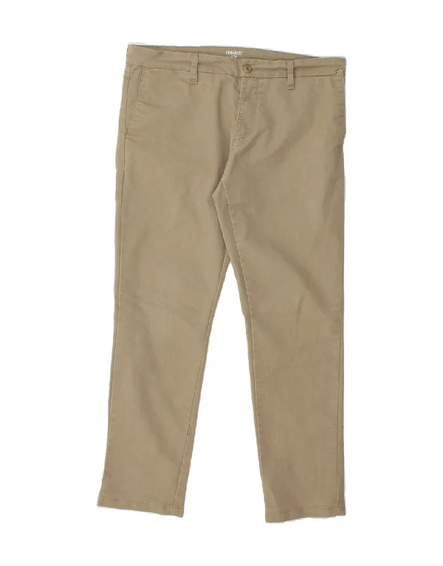 CARHARTT Mens Wip Slim Chino Trousers W36 L32 Beige Cotton