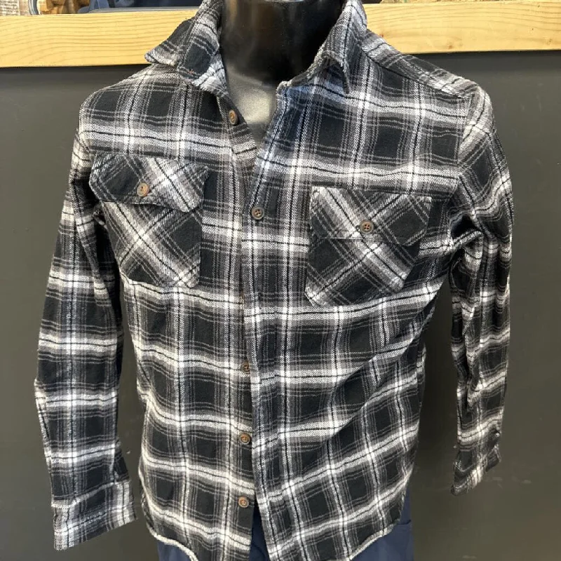 Jachs - Men's Flannel Shirt: Black/White-men-MD