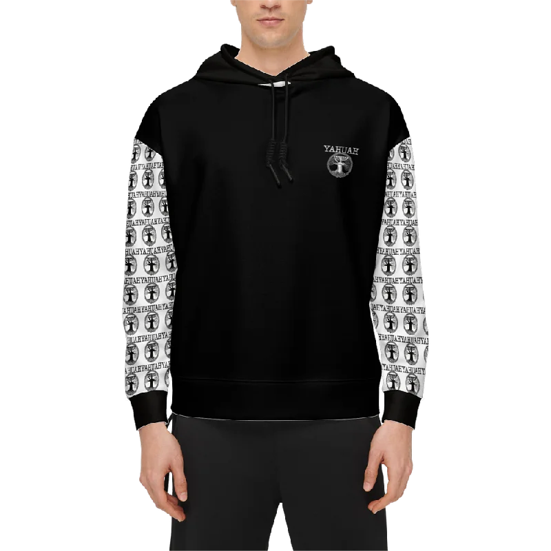 Yahuah-Tree of Life 02-06 Yin Yang Men’s Designer Relaxed Fit Pullover Hoodie