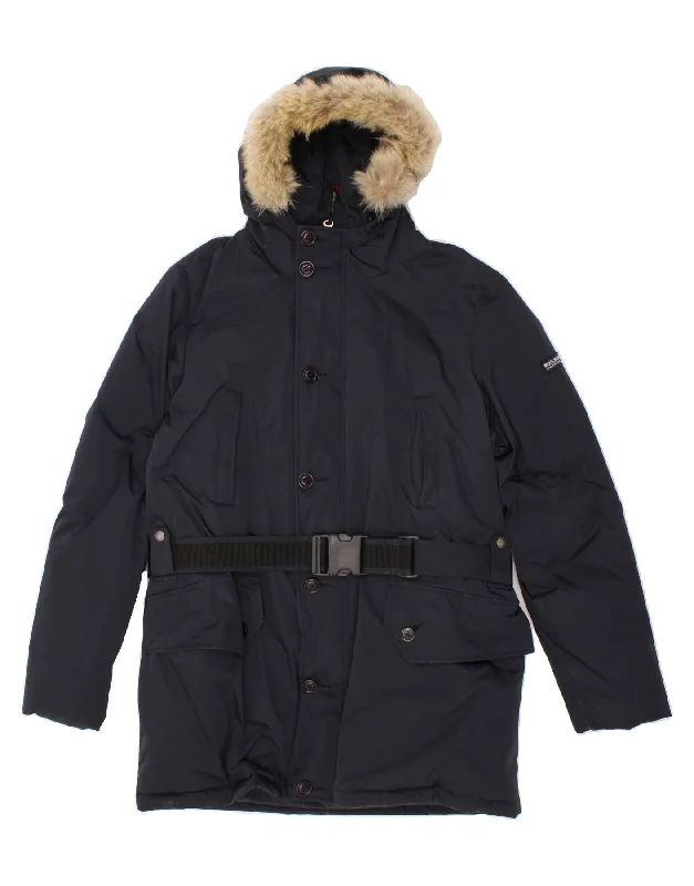 WOOLRICH Mens Hooded Padded Coat UK 40 Large Navy Blue