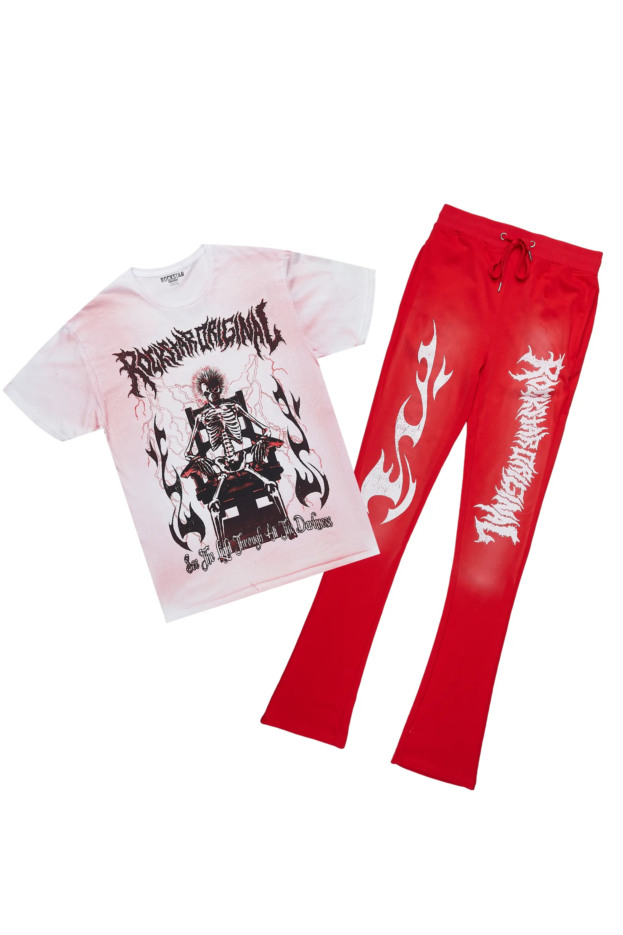 Deathrow Red T-Shirt/Stacked Flare Pant Set