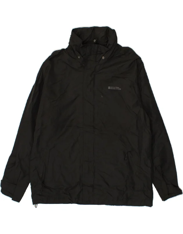 MOUNTAIN WAREHOUSE Mens Hooded Rain Jacket UK 40 Large Black Polyester