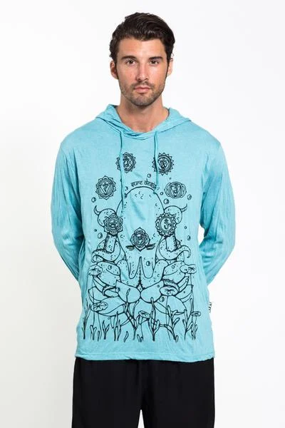 Sure Design Unisex Octopus Chakras Hoodie Turquoise