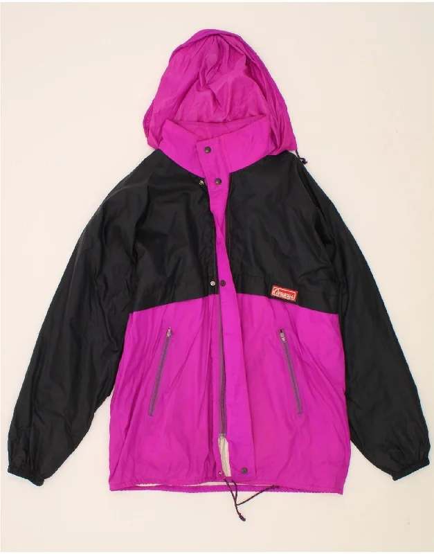 VINTAGE Mens Hooded Rain Jacket UK 38 Medium Pink Colourblock