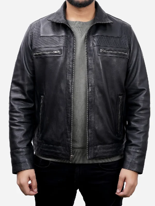 Timothy Designer Black Fitted Leather Jacket