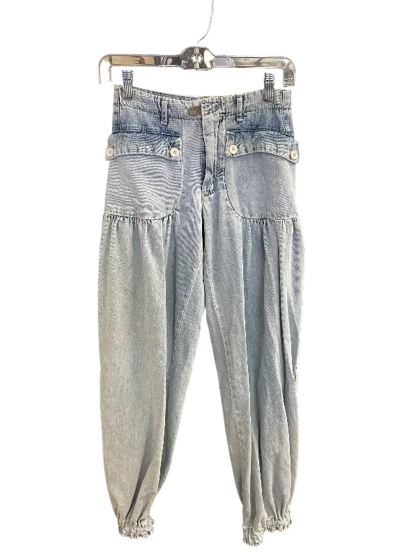 Street Style Tops Jeans Wide Leg By Free People In Blue Denim, Size: 0