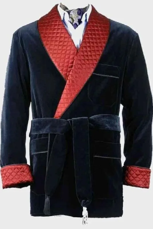 Men's Smoking jacket Blue Winter Jacket Cigar Jacket Hosting Robe Winter Coat Evening Blue Robes For Dinner Jacket