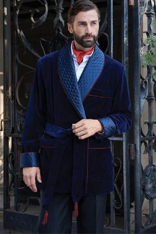 Mens Velvet Jacket Blue Men Smoking Winter Jacket Winter coat For Men Smoking Coat Winter Outwear