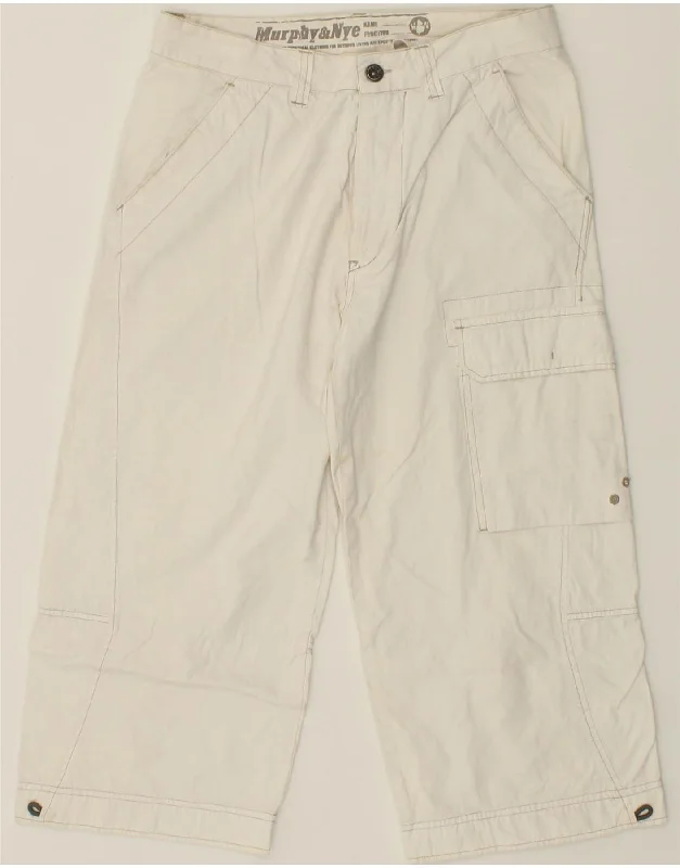 MURPHY & NYE Mens Capri Cargo Trousers W31 L20 White Cotton