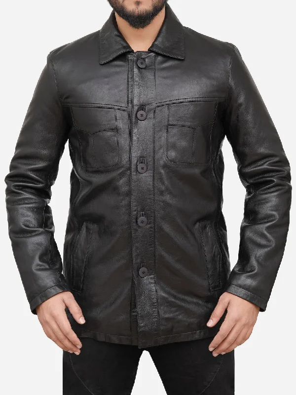 Ronnie Genuine Black Leather Trucker Jacket