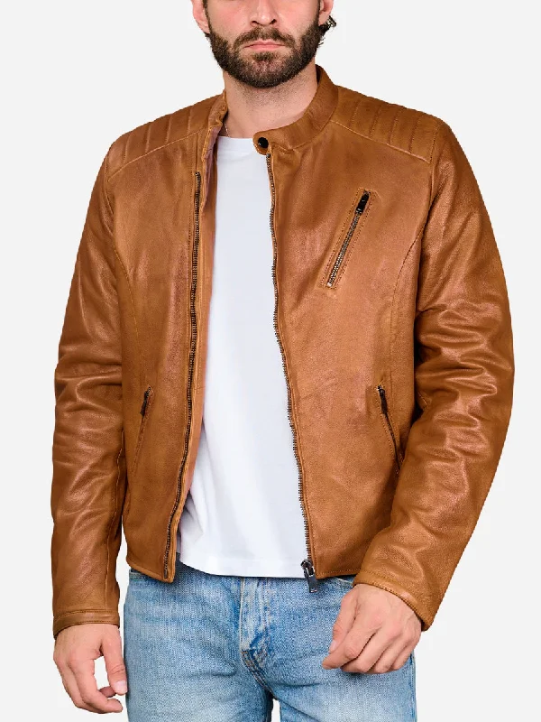 Waylen Vintage Brown Leather Motorbike Jacket