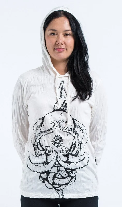 Sure Design Unisex Octopus Mandala Hoodie White