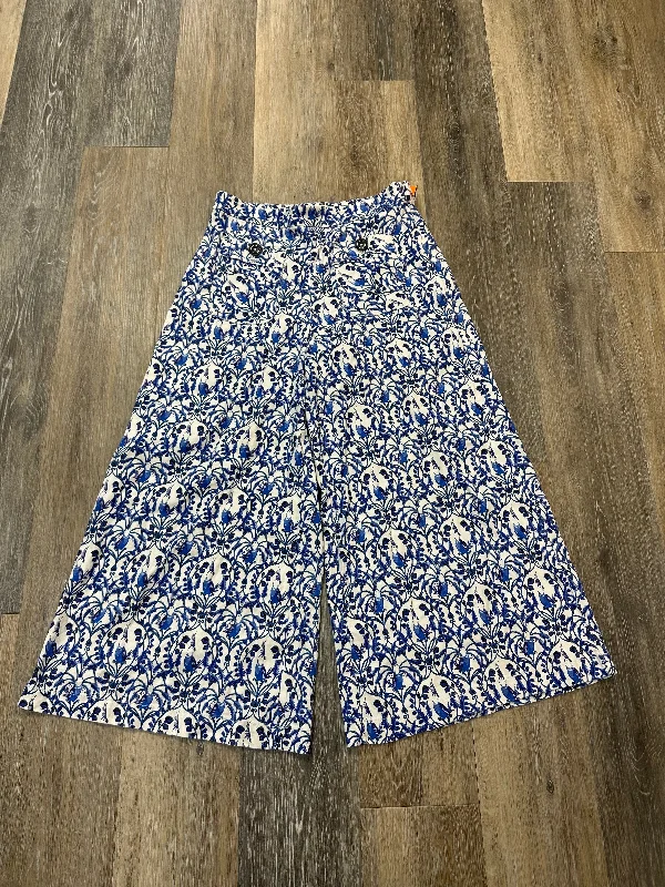 Lightweight Jackets Pants Cropped By Maeve In Blue & Cream, Size: 4p