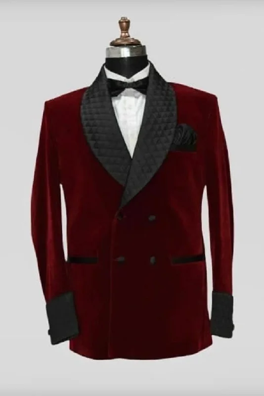 RED QUILTED JACKET - Men Smoking Jacket - Men Dinner Jacket - Robe De Chambre - Men Velvet Jacket - Men Winter Clothe - Gift For Men