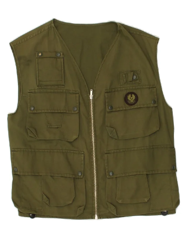 BELSTAFF Mens Utility Gilet UK 38 Medium Khaki Polyester