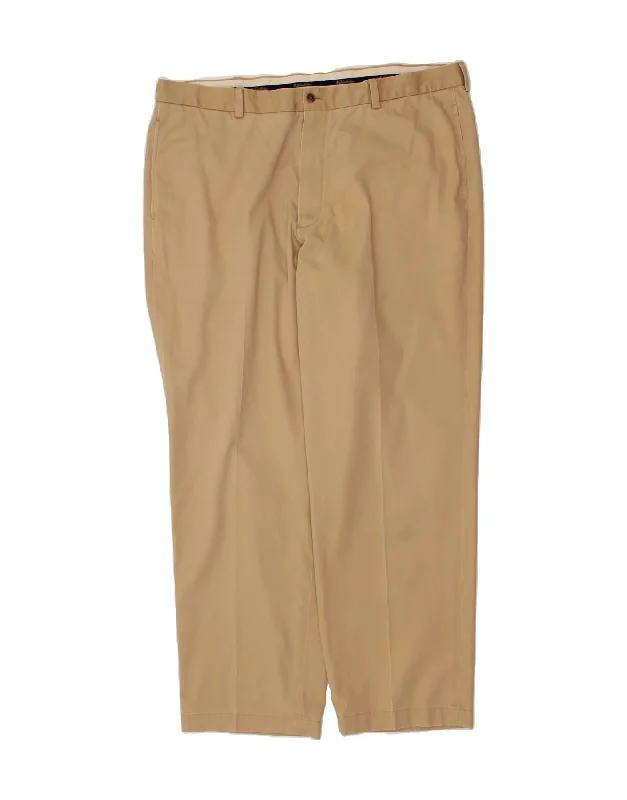 BROOKS BROTHERS Mens Hudson High Waist Slim Chino Trousers W42 L32 Beige