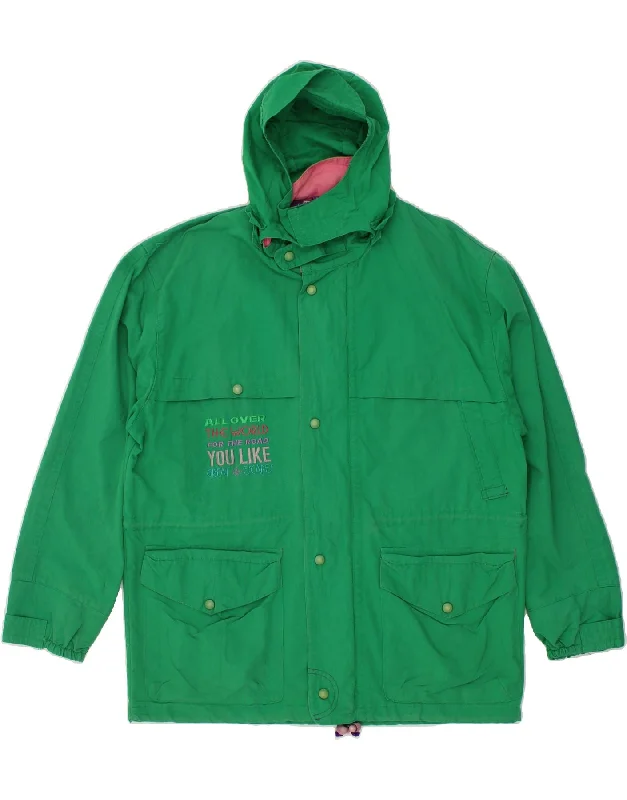 GREAT ESCAPES Mens Hooded Windbreaker Jacket UK 38 Medium Green Cotton