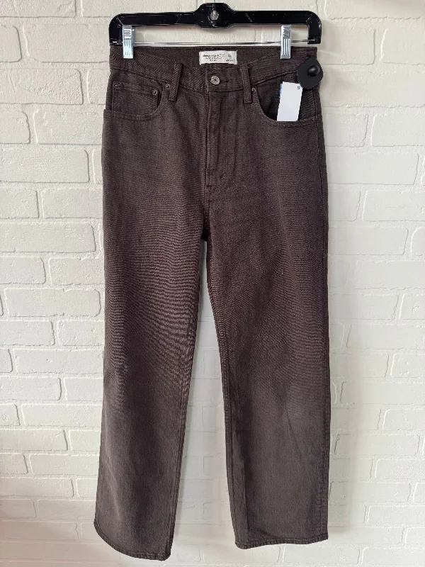 Casual Shirts Jeans Boyfriend By Abercrombie And Fitch In Brown Denim, Size: 0