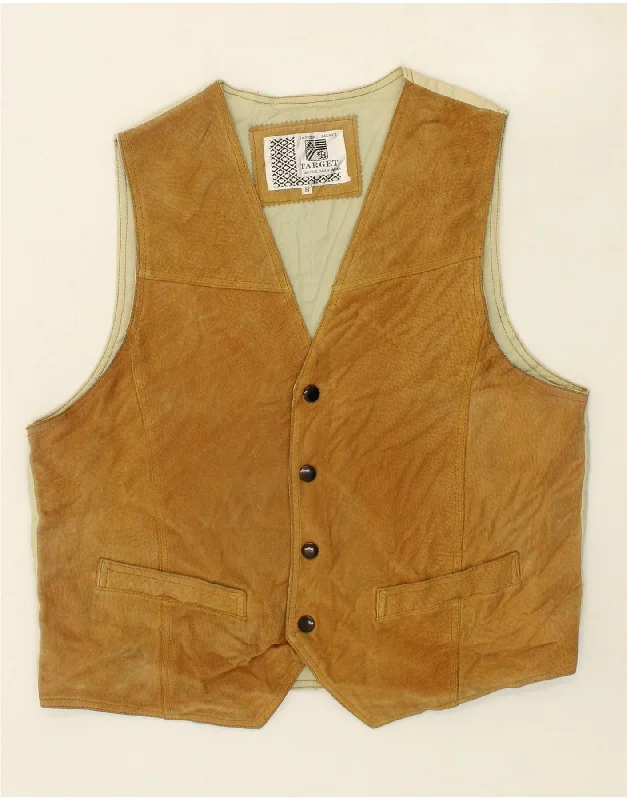 VINTAGE Mens Suede Waistcoat  Small Brown Leather