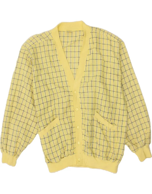 VINTAGE Mens Loose Fit Bomber Jacket UK 40 Large Yellow Check Polyester