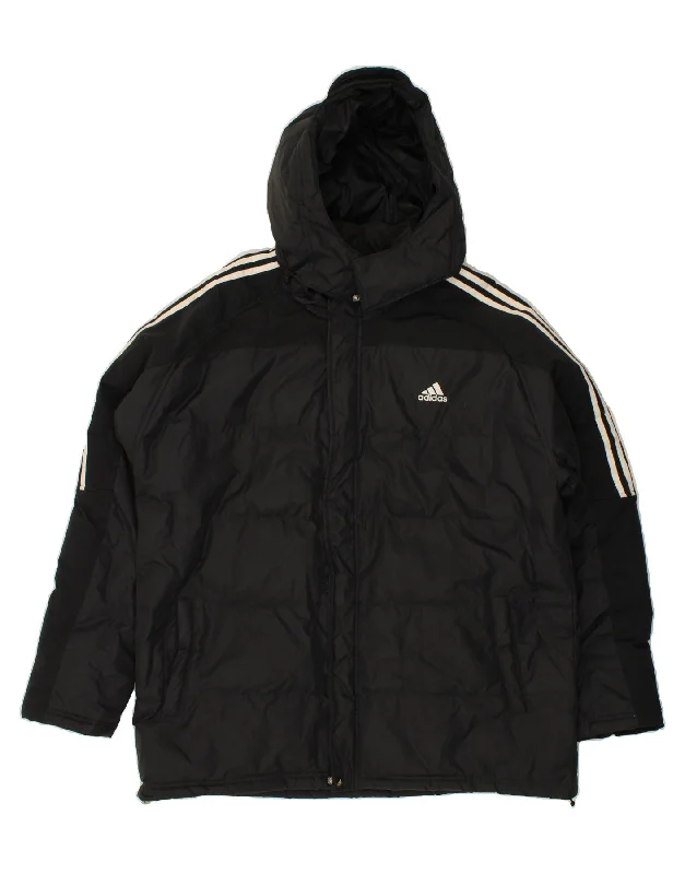 ADIDAS Mens Hooded Padded Jacket UK 42 XL Black Nylon