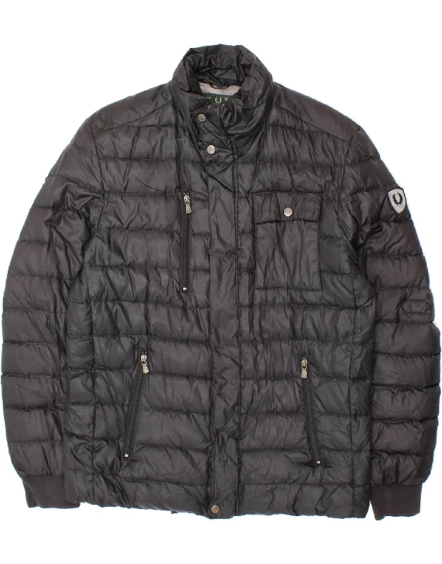 FRED PERRY Mens Padded Jacket UK 42 XL Black Polyester