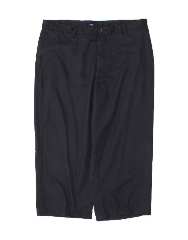 IZOD Mens Straight Cropped Trousers W38 L24 Navy Blue Cotton