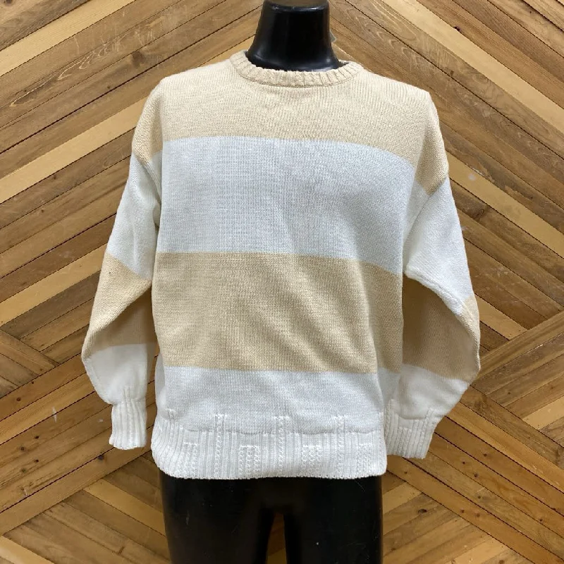 Thomas & Kent - Men's Color Block Knit: Tan/Cream/White-men-LG