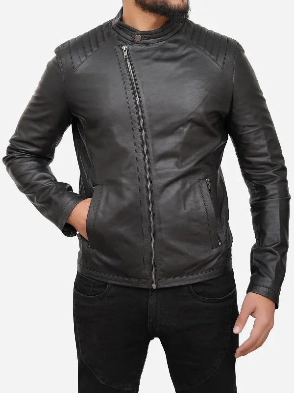 Titan Black Classic Cafe Racer Leather Jacket