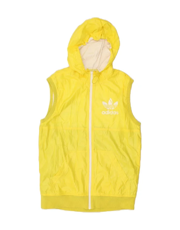 ADIDAS Mens Hooded Reversible Gilet UK 36 Small Yellow Colourblock