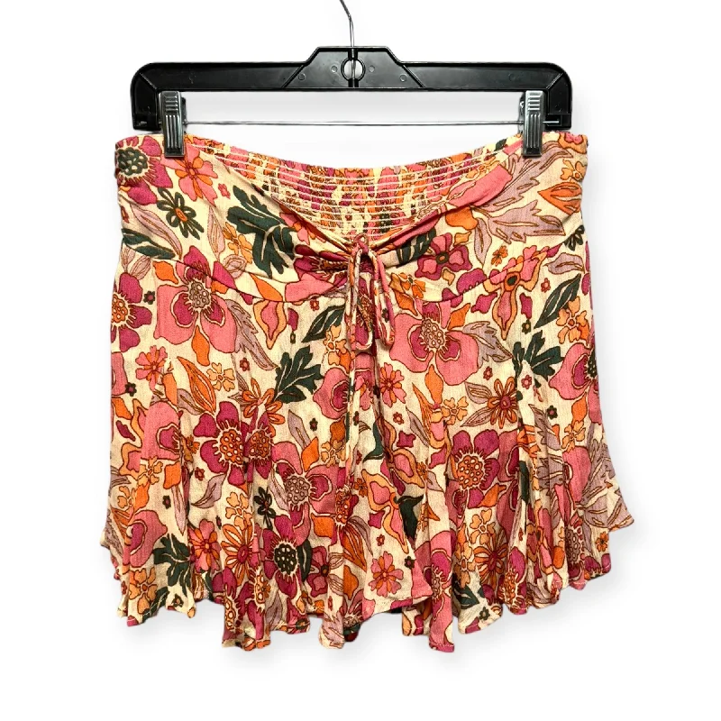 Relaxed Denim Ellie Mini Skort By Free People In Floral Print, Size: M
