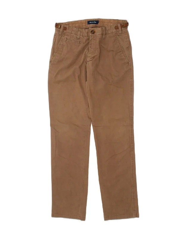 MASSIMO DUTTI Mens Slim Chino Trousers W30 L31 Beige Cotton