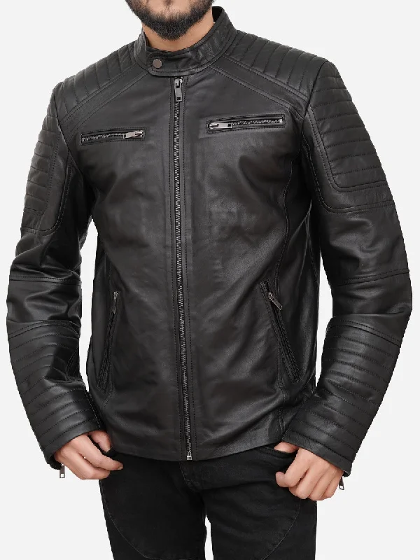 Men Black Padded Motorcycle Jacket