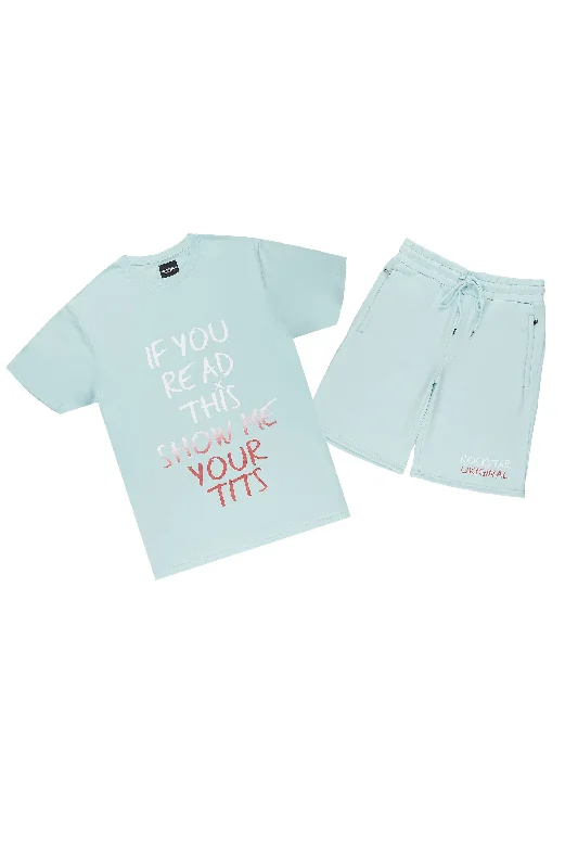 Alwine Aqua T-Shirt Short Set