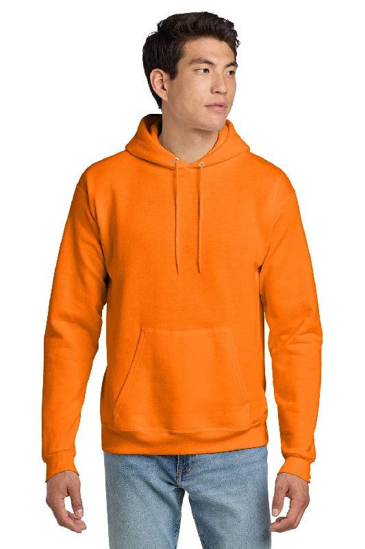 Hanes Mens EcoSmart Print Pro XP Pill Resistant Hooded Sweatshirt Hoodie w/ Pouch Pocket - Safety Orange