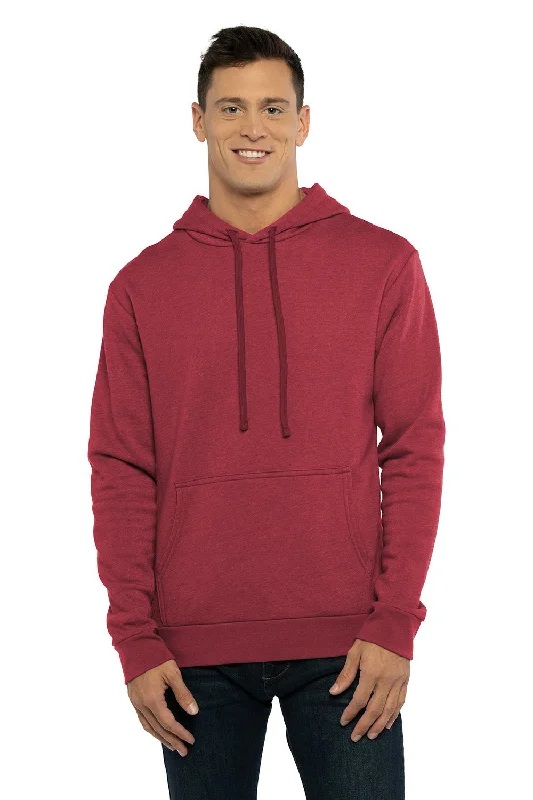 Next Level Mens Malibu Hooded Sweatshirt Hoodie w/ Pouch Pocket - Heather Cardinal Red