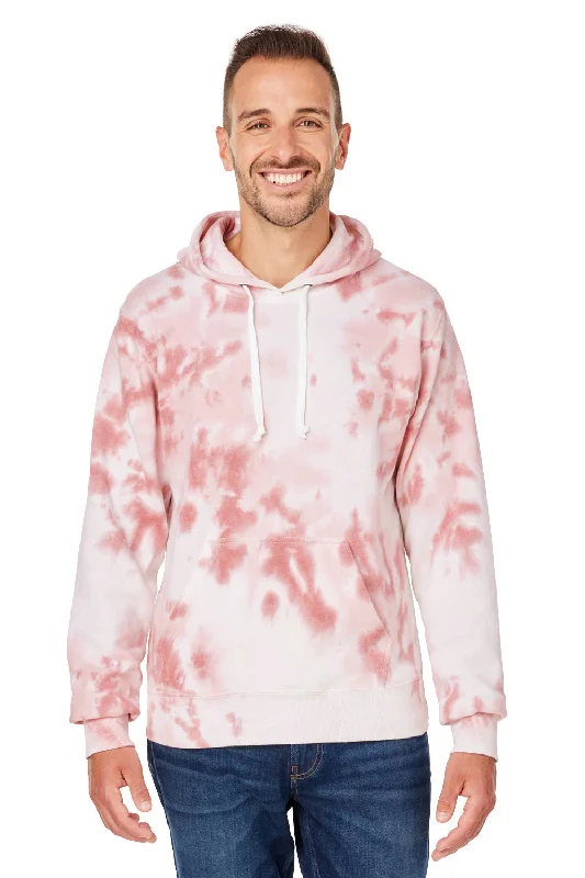 J America Mens Tie-Dye Hooded Sweatshirt Hoodie w/ Pouch Pocket - Dusty Rose