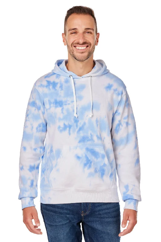 J America Mens Tie-Dye Hooded Sweatshirt Hoodie w/ Pouch Pocket - Periwinkle Blue