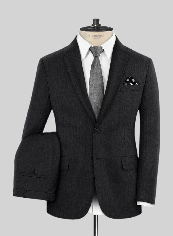 Scabal Sapphire Pinstripe Charcoal Wool Suit